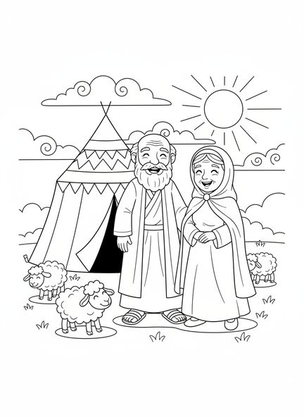 Abraham y Sara, página para colorear de Abraham para niños de 5 a 10 años