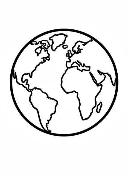 Globo que representa la Tierra, página para colorear sobre la Creación para niños de 2 a 3 años