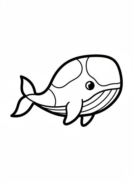 Ballena gigante, página para colorear de Jonás y la ballena para niños de 2 a 3 años