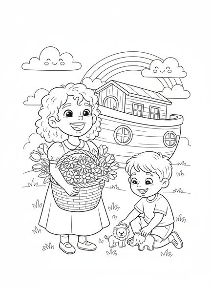 Sara riendo, página para colorear de Sara e Isaac para niños de 5 a 10 años.