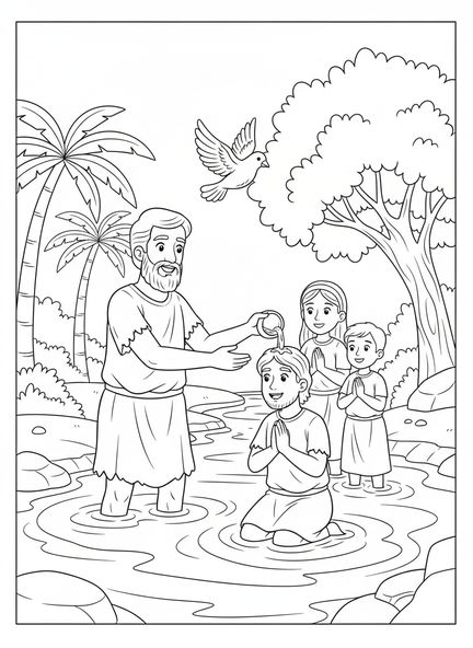 San Juan Bautista, página para colorear de San Juan Bautista para niños de 5 a 10 años
