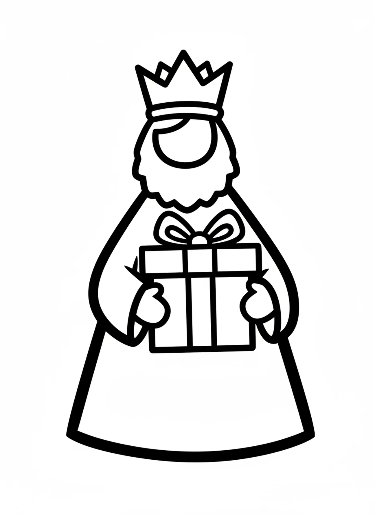 Een wijze man met een cadeau, kleurplaat van de kerststal voor peuters van 2-3 jaar.