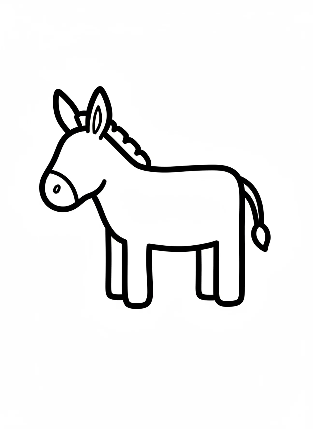 Forma de burro simple, página para colorear de la Natividad para niños de 2 a 3 años