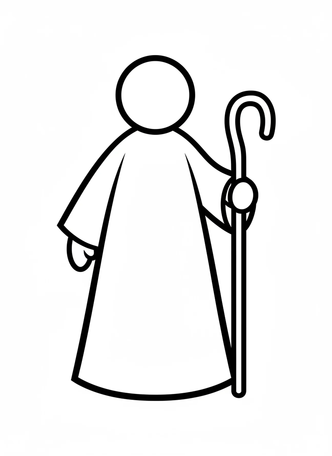 Figura de pastor simple, página para colorear de la Natividad para niños de 2 a 3 años