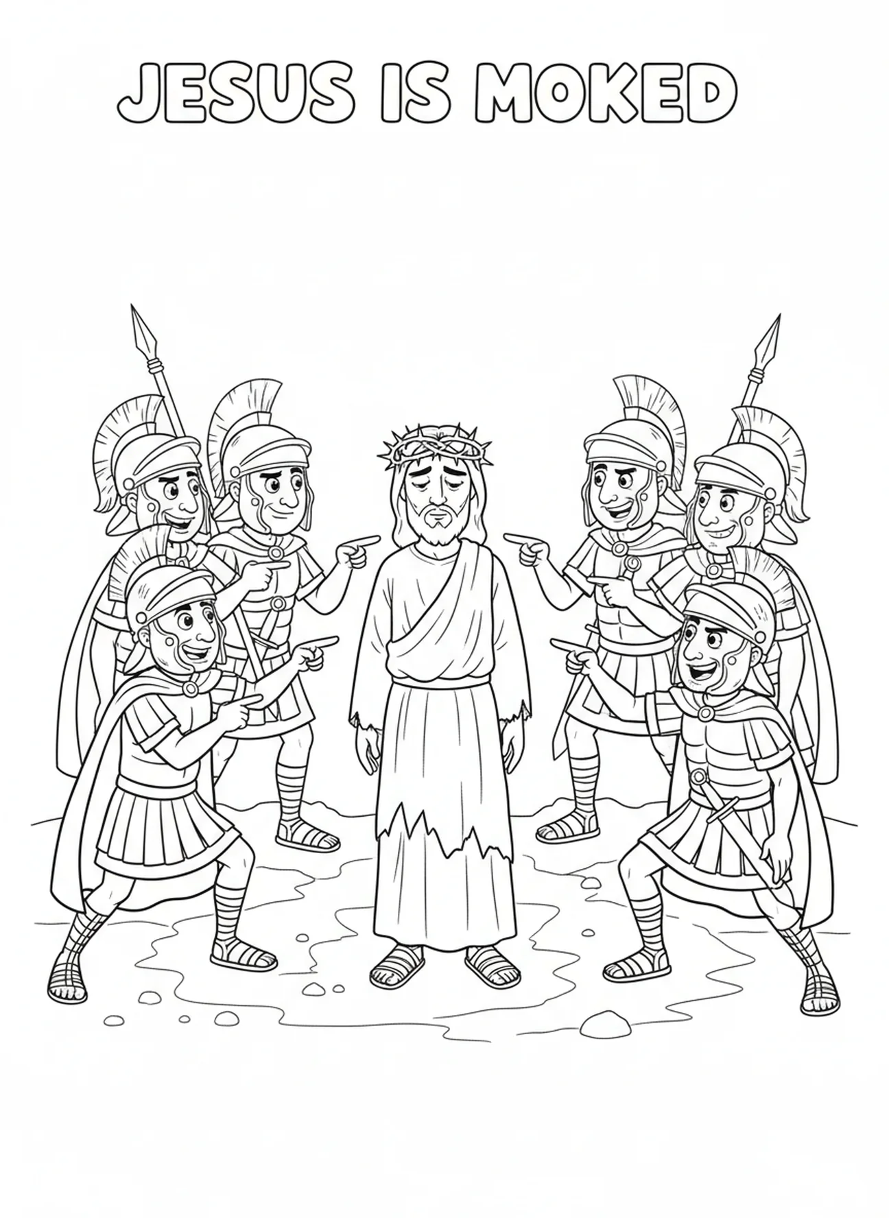 Jesus mit einer Dornenkrone, Ausmalbild Dornenkrone für Kinder im Alter von 5-10 Jahren