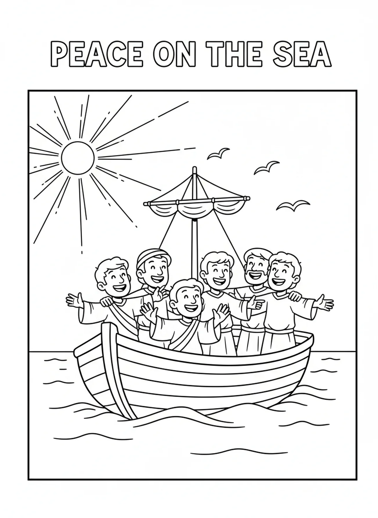 Calm sea after storm, Calming The Storm coloring page for kids age 5-10