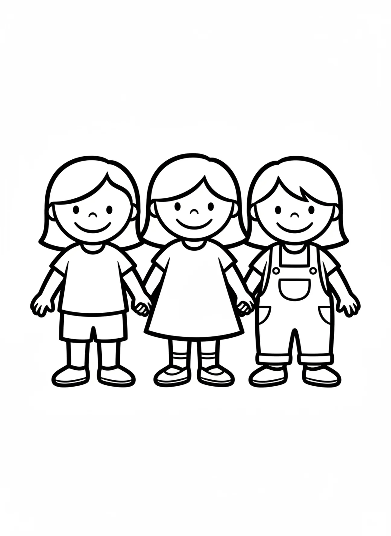 Drei Kinder zusammen, Jesus liebt die Kinder Malvorlage für Kleinkinder im Alter von 2-3 Jahren