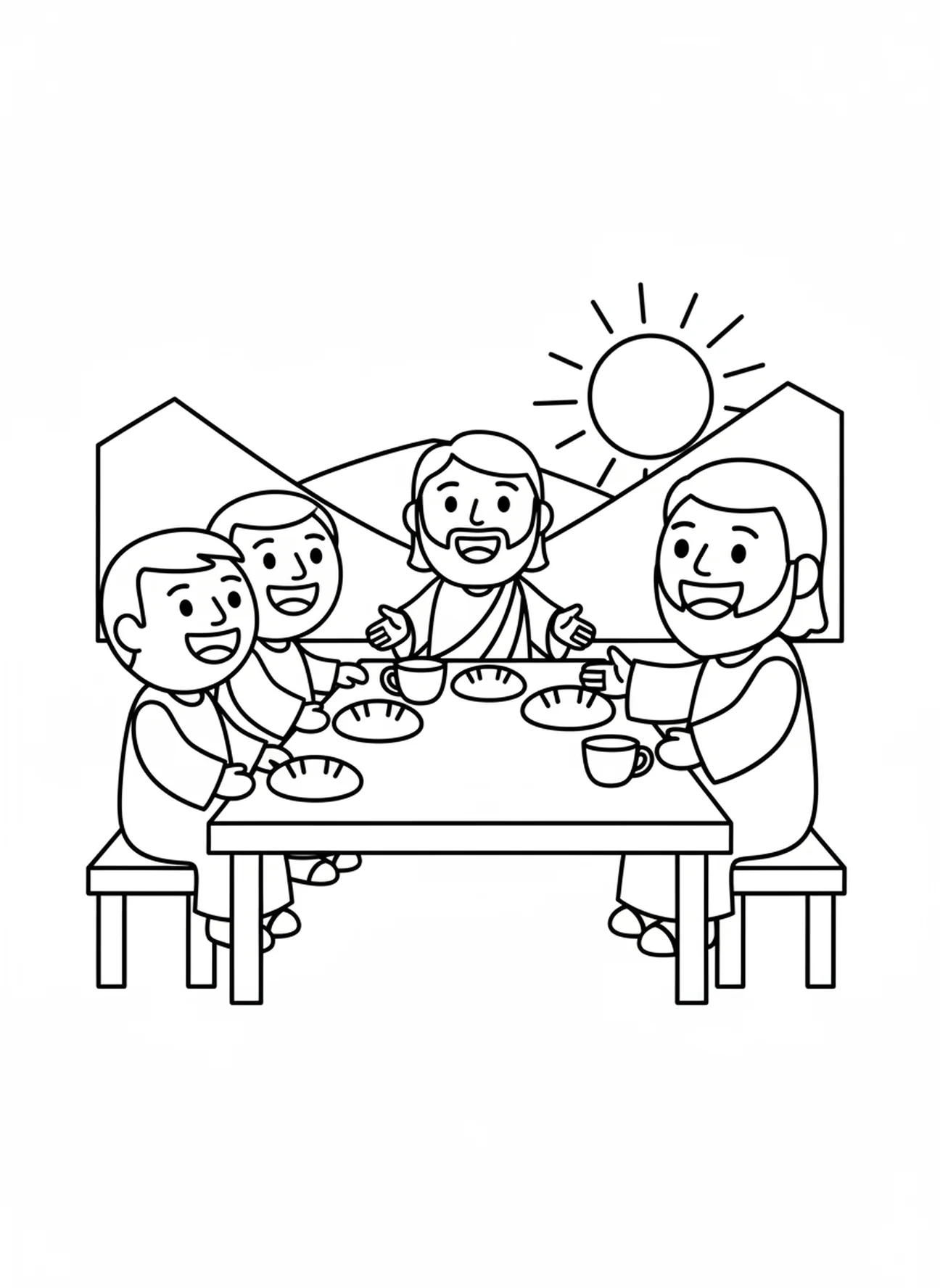 Disciples listening to Jesus, Last Supper coloring page for preschoolers age 3-5