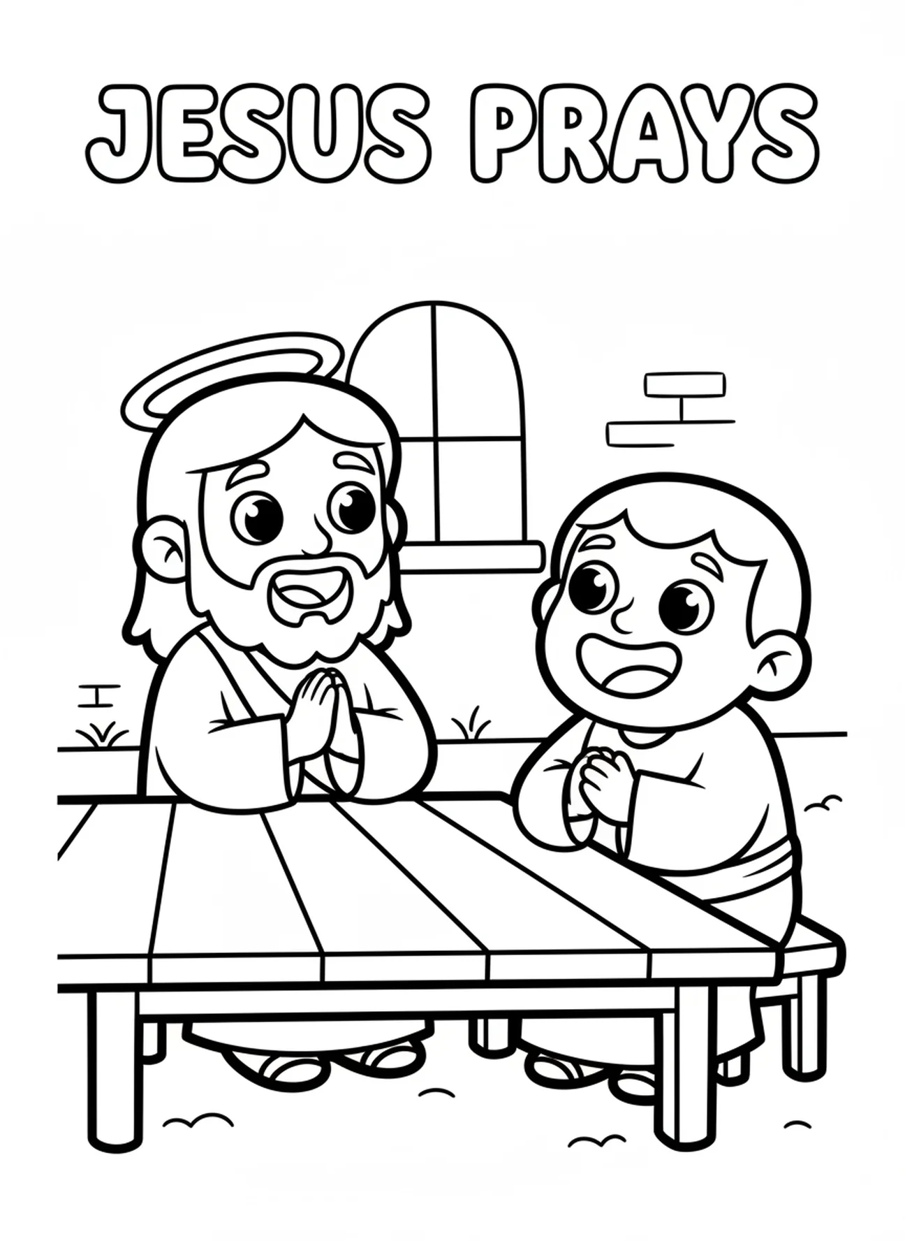 Jesus praying, Last Supper coloring page for preschoolers age 3-5