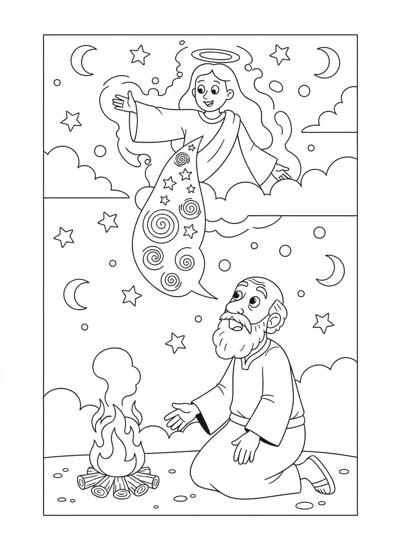 God speaking to Abraham, Abraham coloring page for kids age 5-10