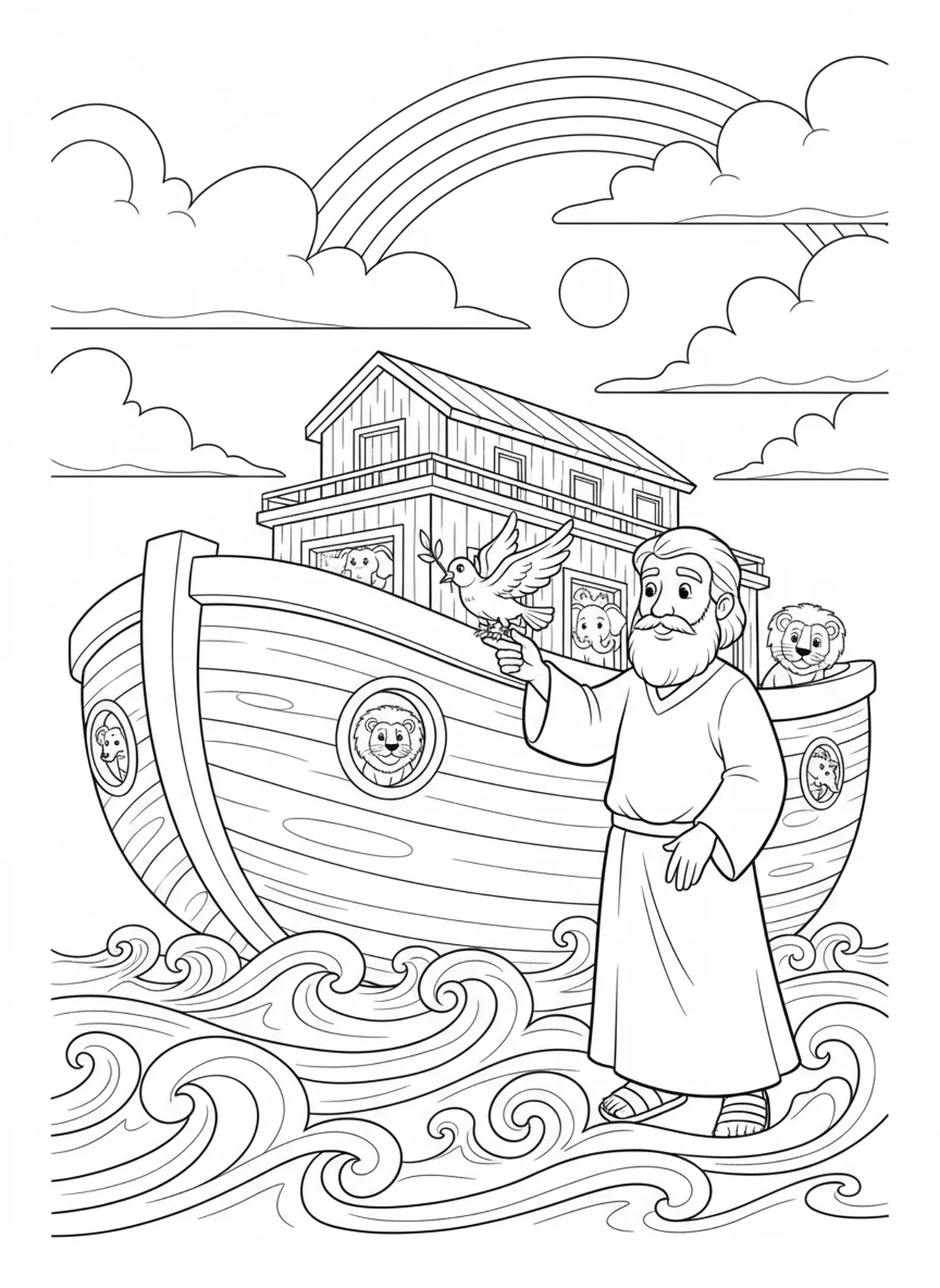 Noah releasing a dove, Books Of Bible coloring page for kids age 5-10