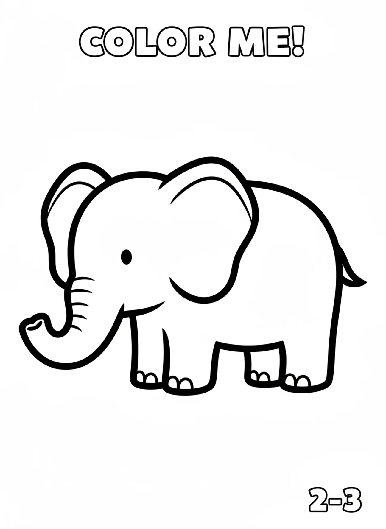 Große Elefantenform, Ausmalbild zur Schöpfung für Kleinkinder im Alter von 2-3 Jahren