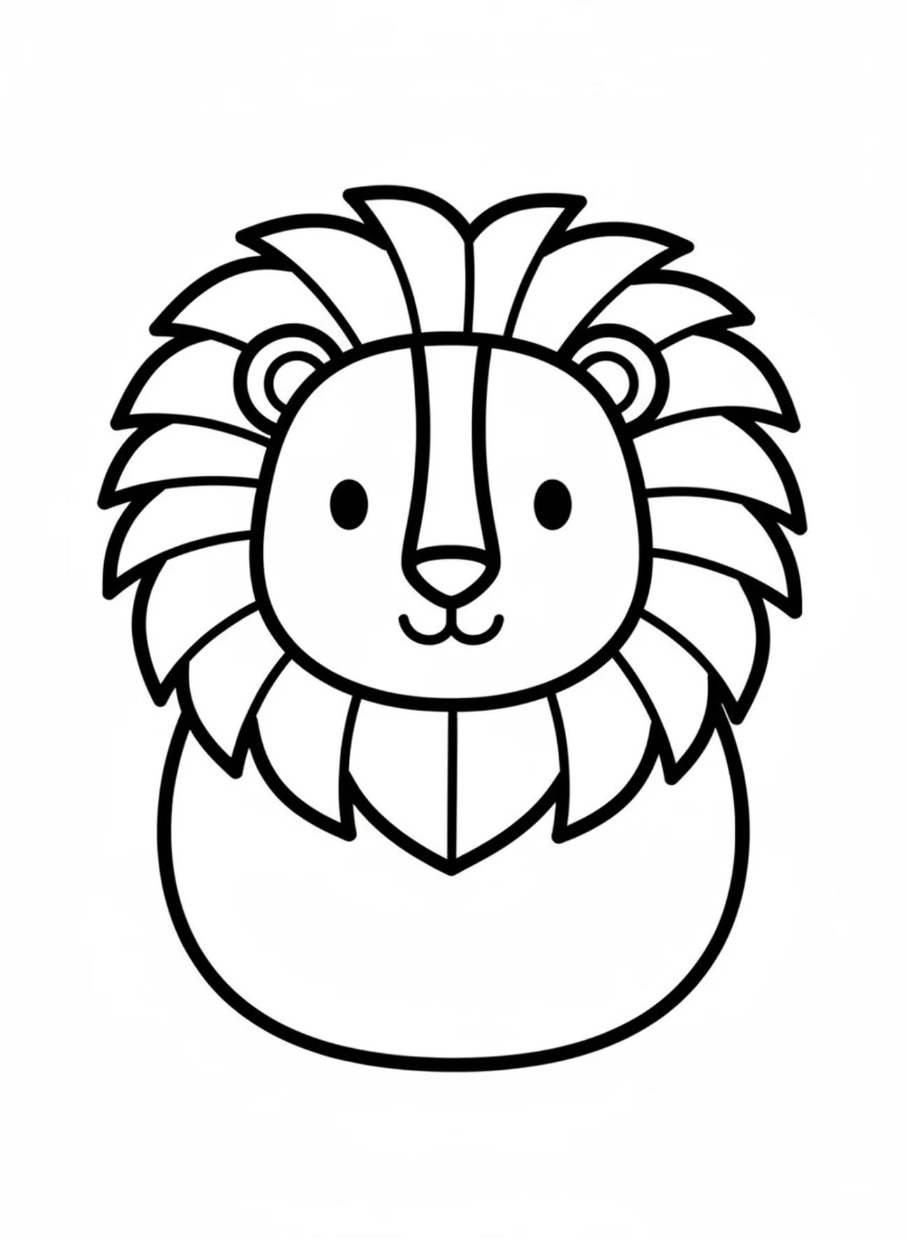 Große einfache Löwenform, Ausmalbild von Daniel in der Löwengrube für Kleinkinder im Alter von 2-3 Jahren