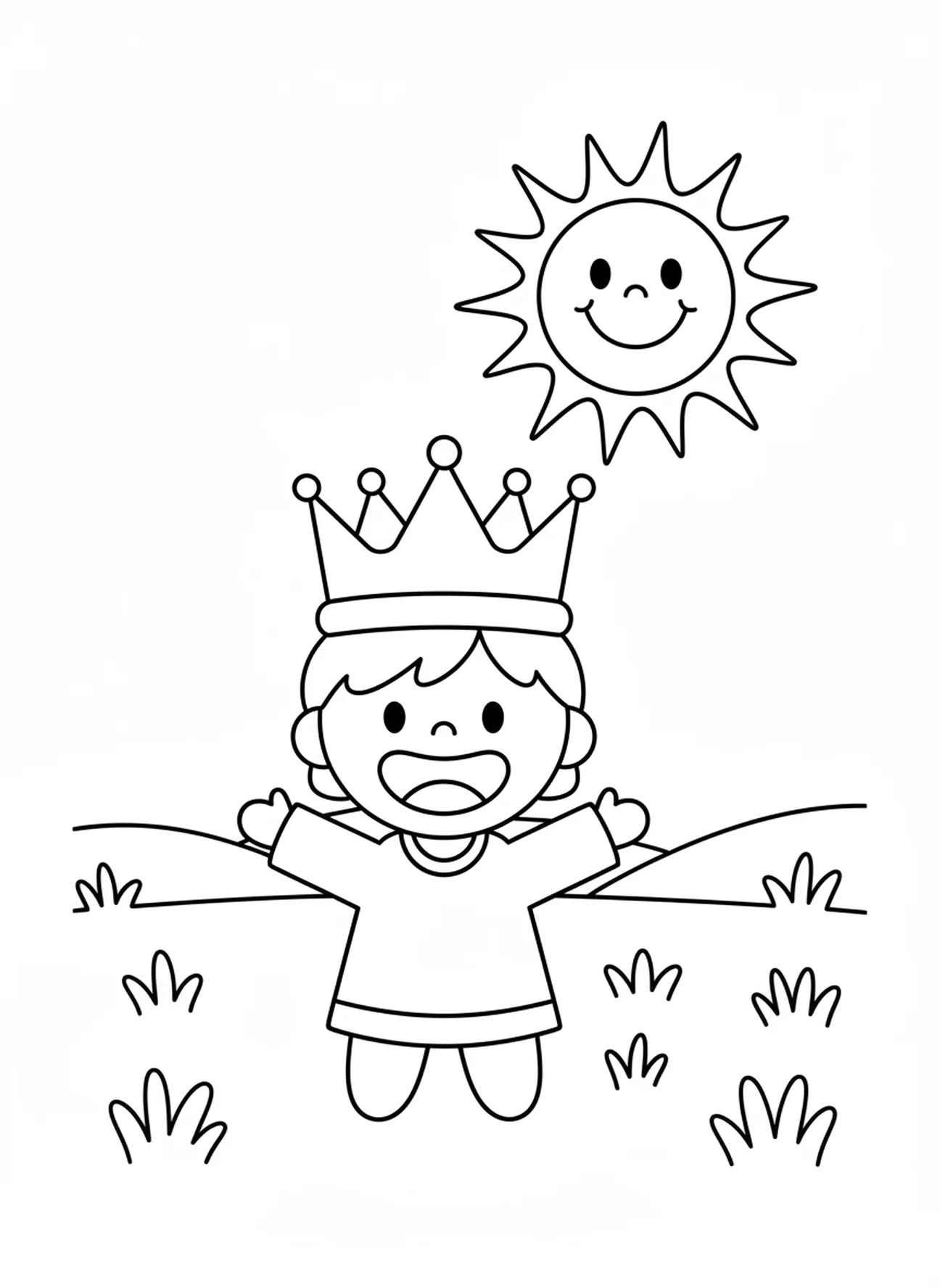 David wearing a crown, David Goliath coloring page for preschoolers age 3-5