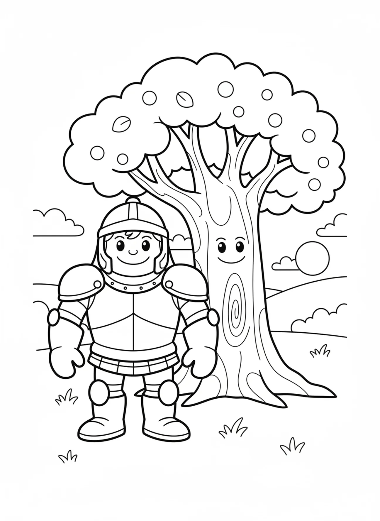 Tall Goliath in armor, David Goliath coloring page for preschoolers age 3-5