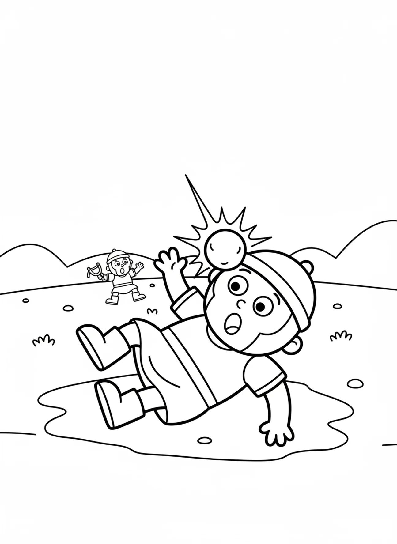 Rock hitting Goliath, David Goliath coloring page for preschoolers age 3-5