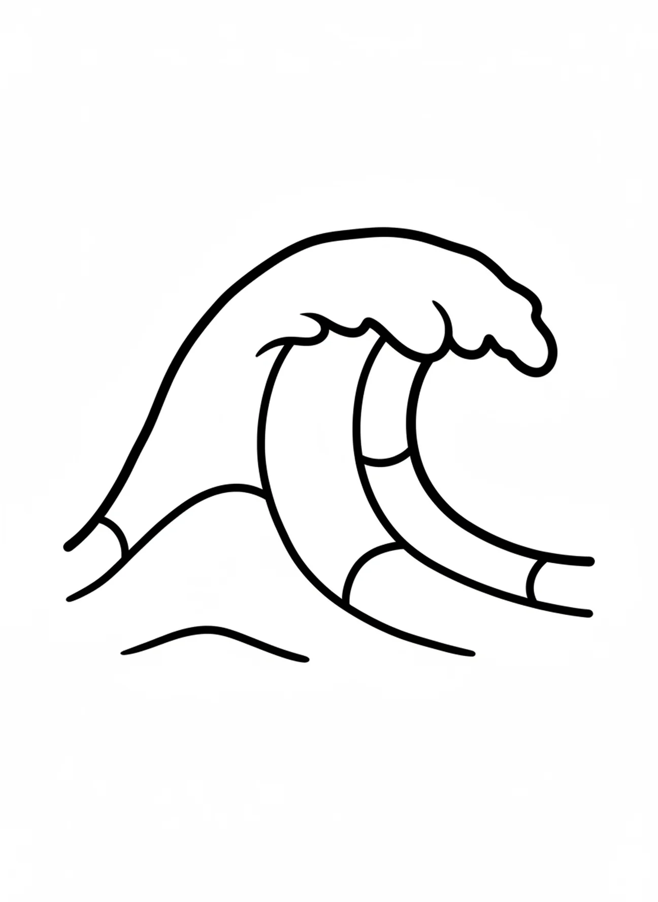 Large wave shape, Jonah And Whale coloring page for toddlers age 2-3