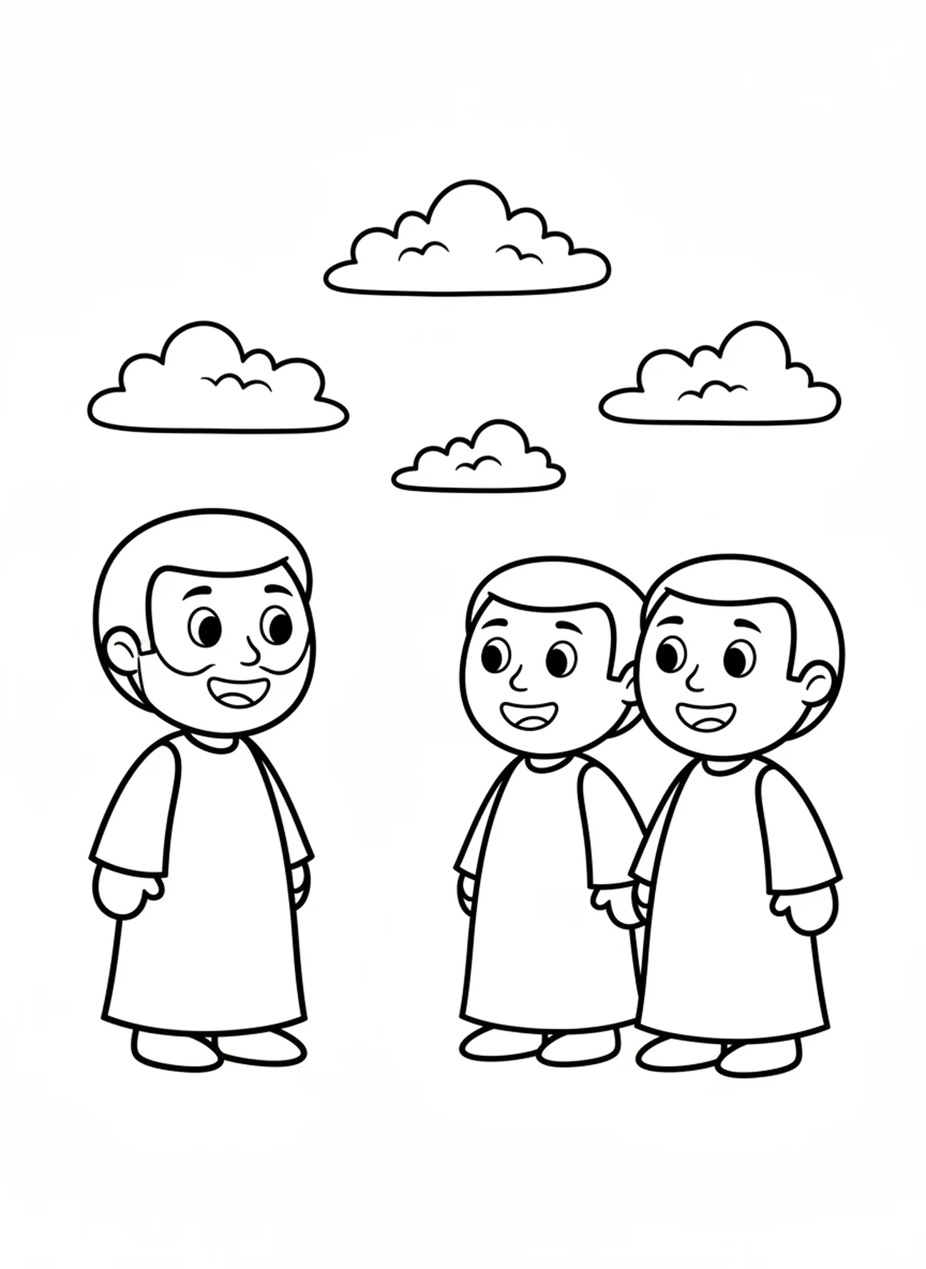 Smiling Joseph and brothers, Joseph coloring page for preschoolers age 3-5