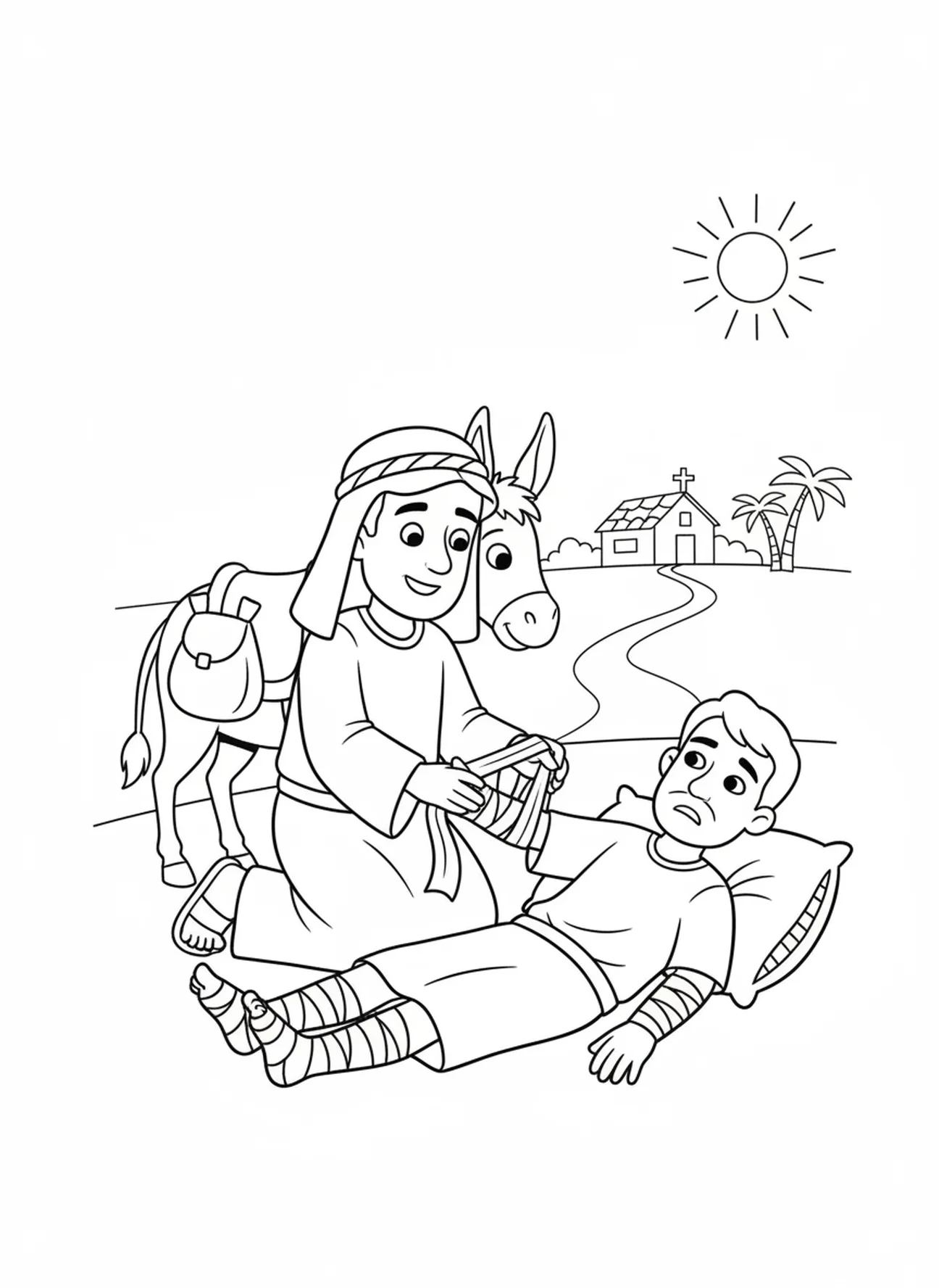 The Rainbow Promise after the flood coloring page for adults Bible journaling style
