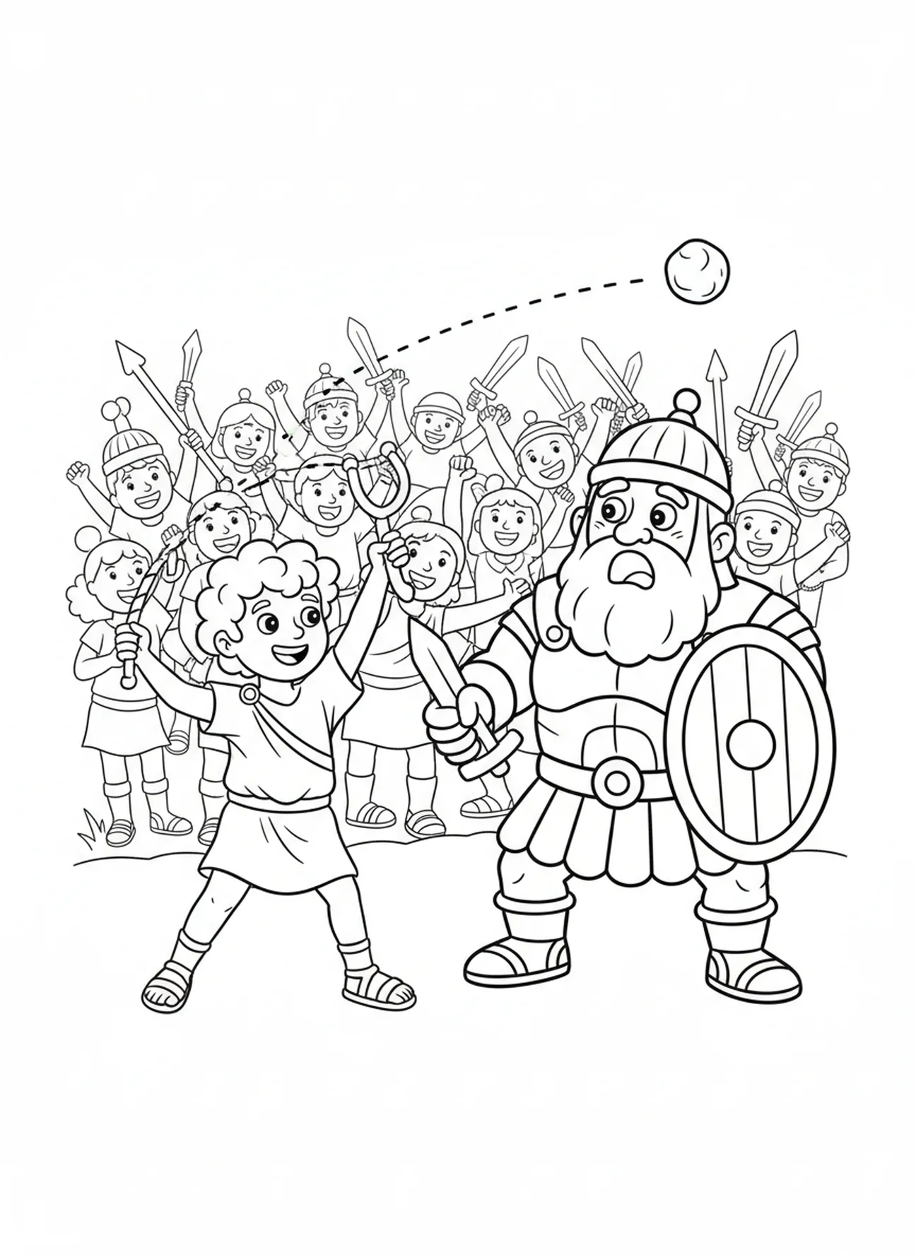 Simple ark floating on wavy water with smiling waves. Noahs Ark coloring page for preschoolers age 3-5