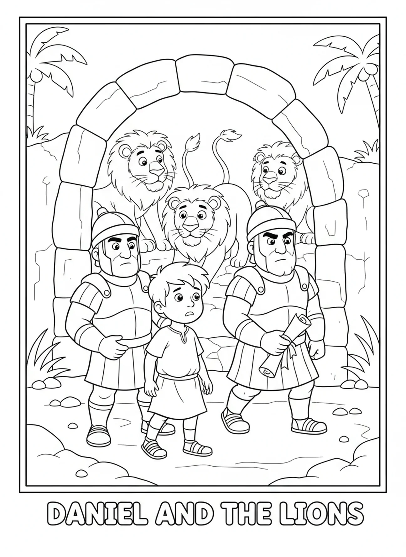 Tierpaare versammeln sich um Noah und die Arche, Ausmalbild von Noahs Arche für Kinder in der Sonntagsschule im Alter von 5-12 Jahren.