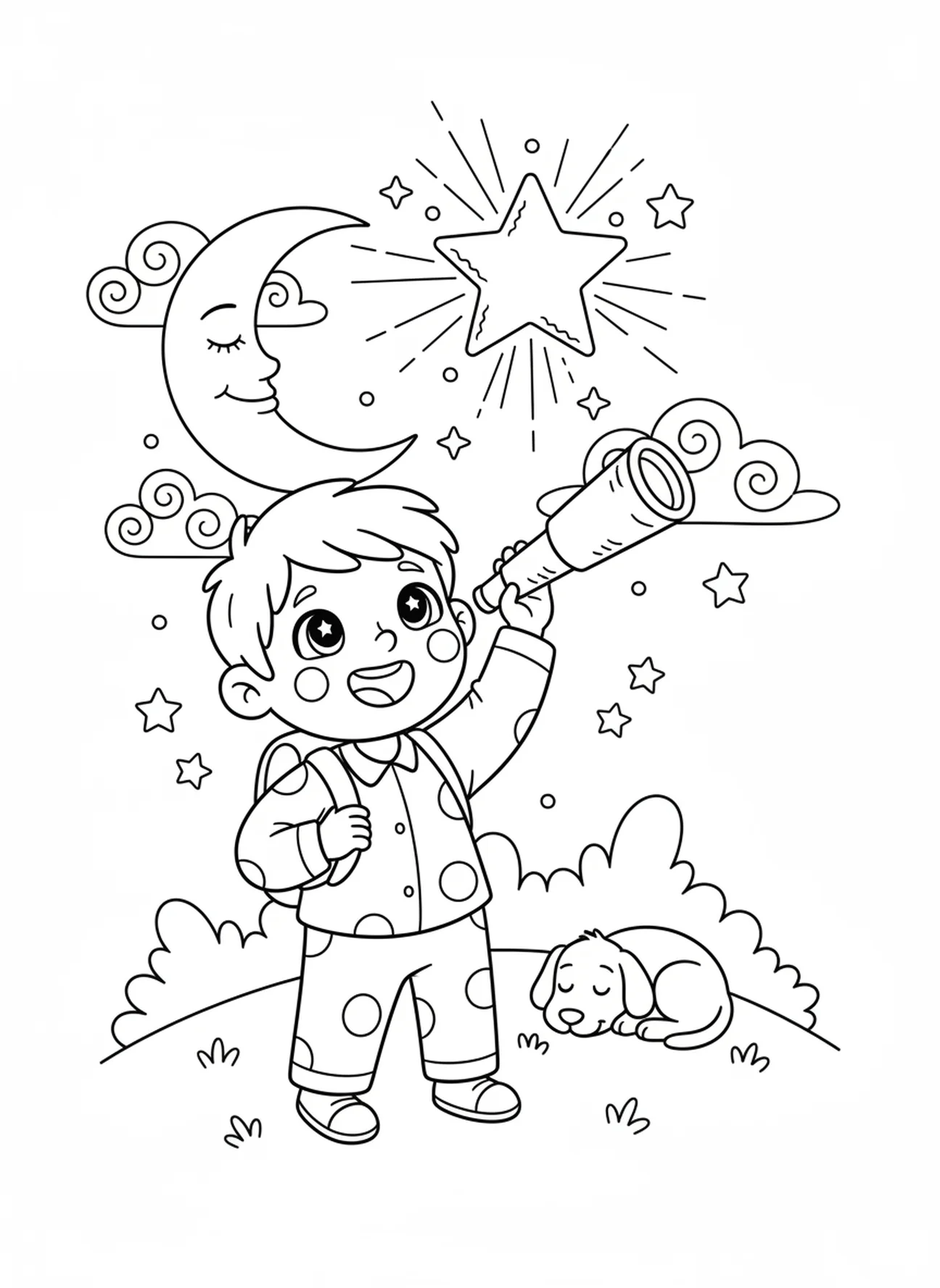 Children painting doors, Passover coloring page for kids age 5-10