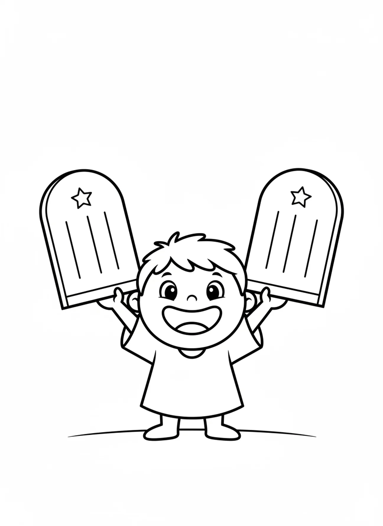 Fröhliches Kind, Ausmalbild der Zehn Gebote für Vorschulkinder im Alter von 3-5 Jahren