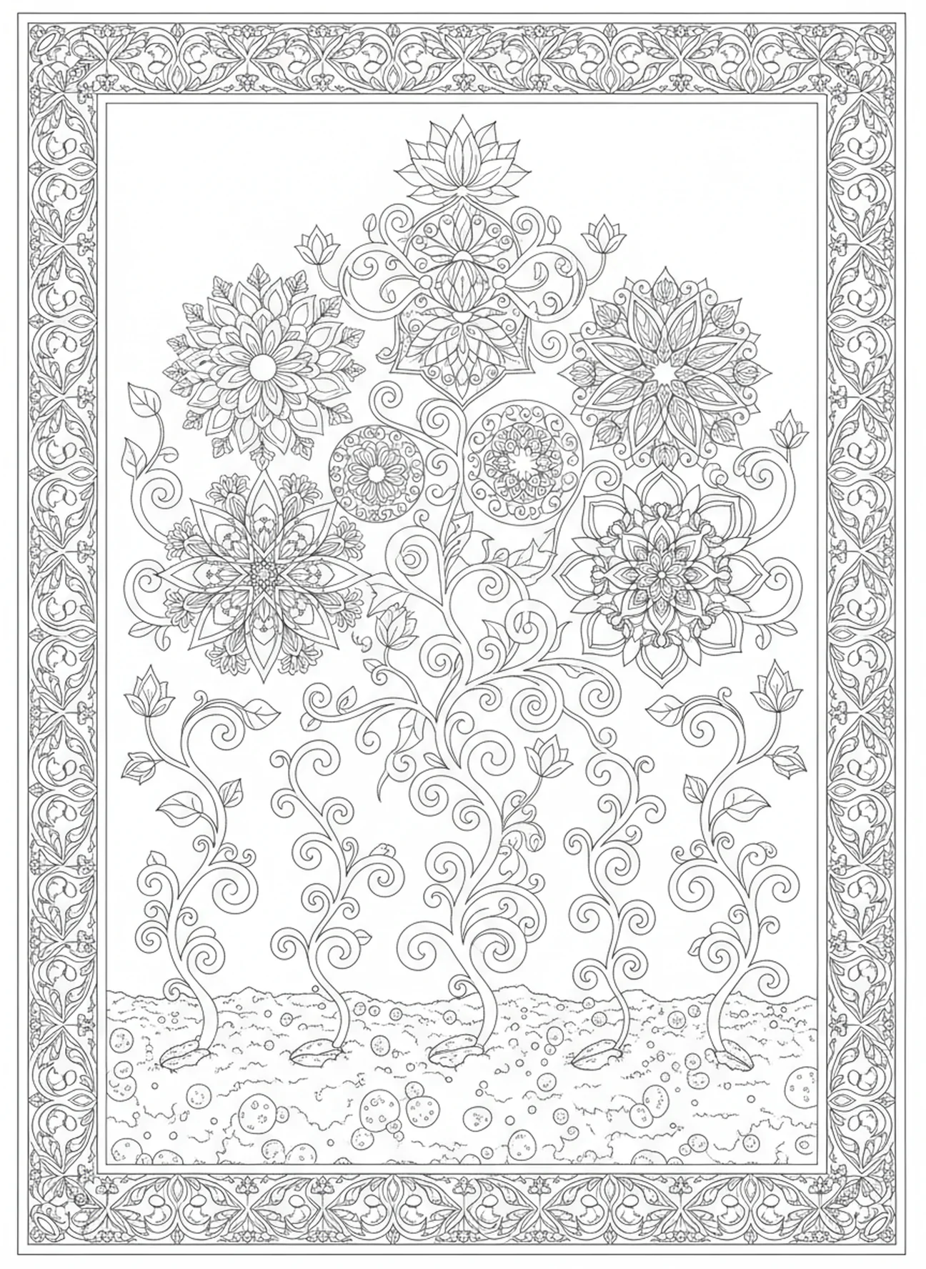 Flourishing seeds in good soil, Parable Of Sower coloring page for adults Bible journaling style.