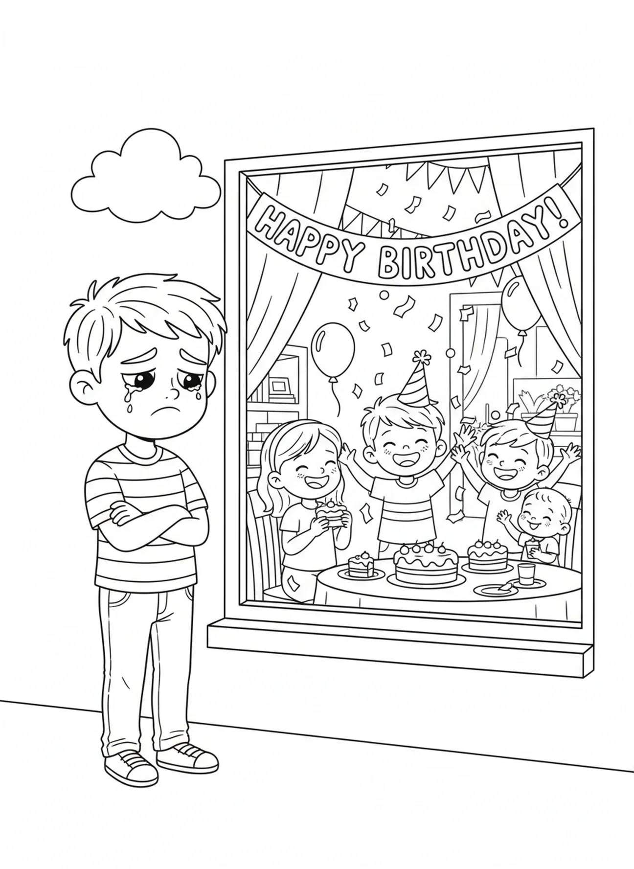 Upset older brother outside, Prodigal Son coloring page for kids age 5-10