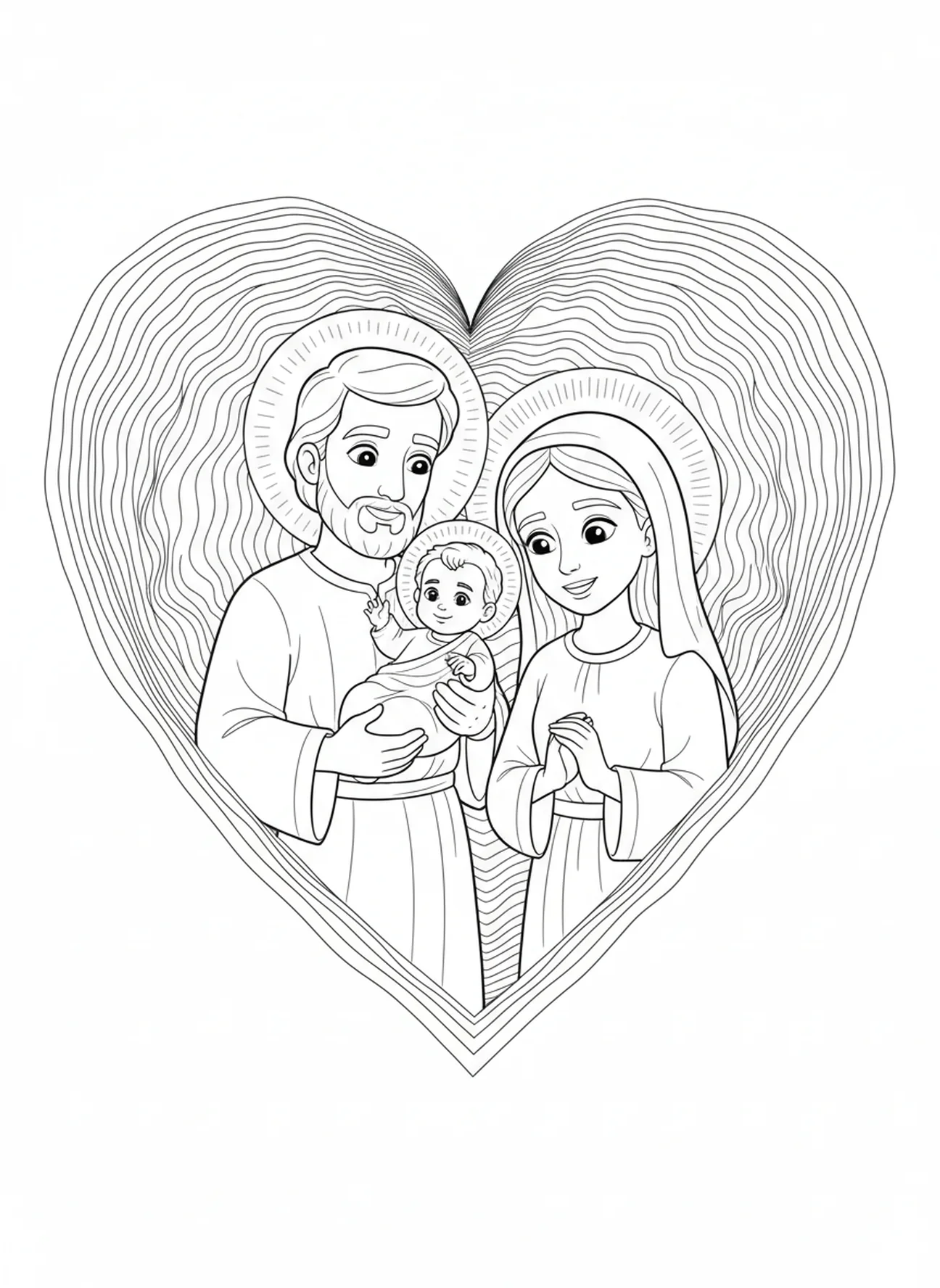 St Joseph holding baby Jesus, St Joseph coloring page for kids age 5-10